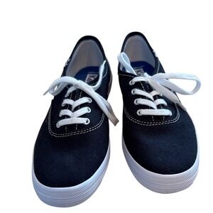 Keds Champion Black Canvas Low Top Sneakers WF34100 Womens 5 Softerra Footbed